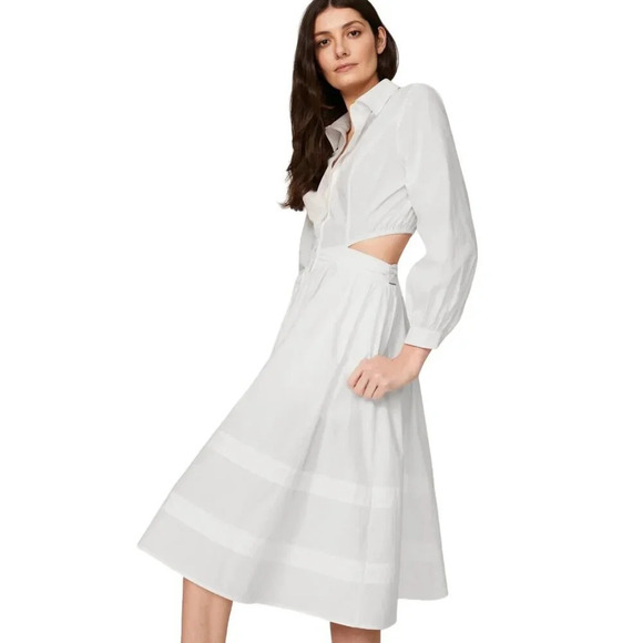 Toccin Cutout Shirtdress in White 4 Womens Aline Fit and Flare - Picture 1 of 13